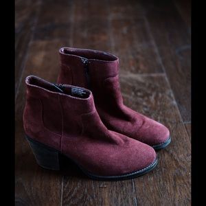 Red heeled ankle booties