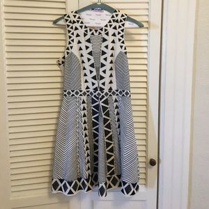 Parker black and white geometric pattern dress