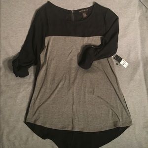 Semi-Sheer Hi-Low Zipper Shirt