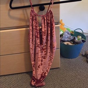Pink velvet body suit