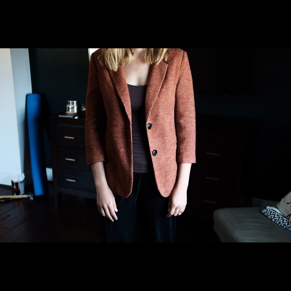 Burnt orange blazer from Anthropologie
