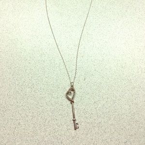 Diamond heart key necklace
