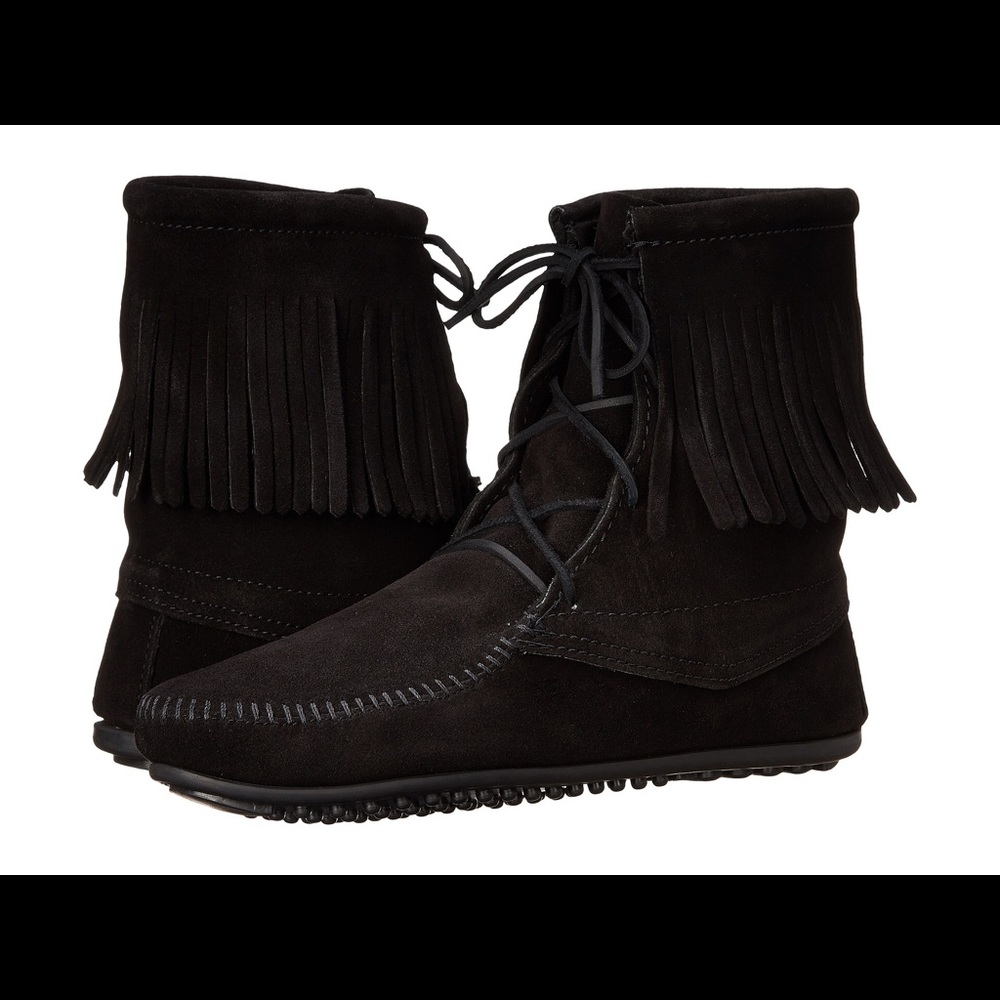 Minnetonka suede trumpet black 6