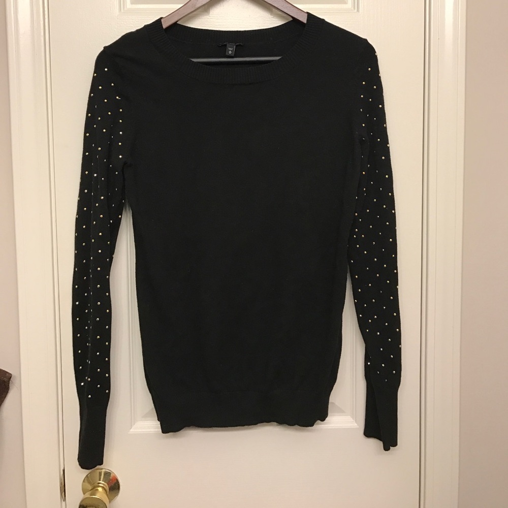 Express black studded crew sweater