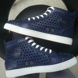Christian Louboutin Blue Spiked Sneaker