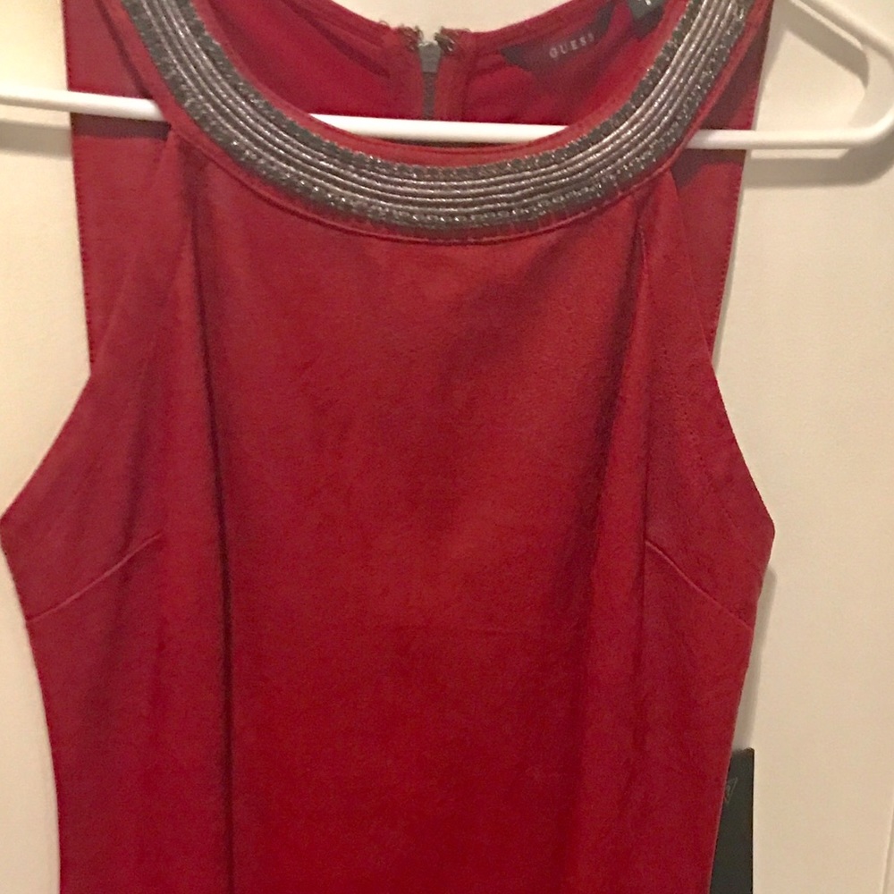 Guess red leather embellished dress