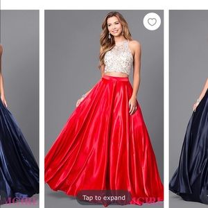 red two piece prom dress