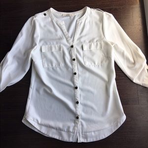 LAST CALL Cream Popover Blouse