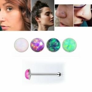 Pink opal nose stud 22g