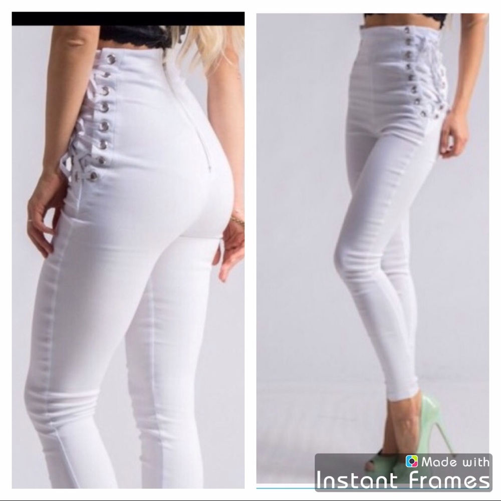 LAST PAIR! White high-waisted stretch skinny jeans - Picture 1 of 5