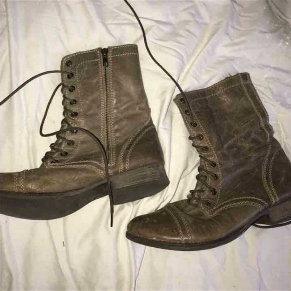 Steve Madden weathered taupe combat boots