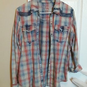 Plaid burnout button down