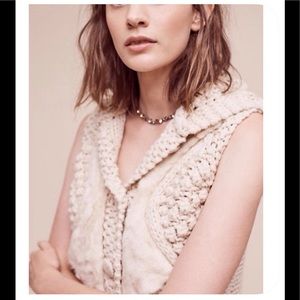 Anthropologie Lili's Closet Crochet Fur Vest Small