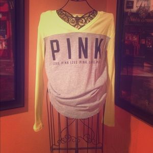 Long sleeve, V-neck, PINK shirt