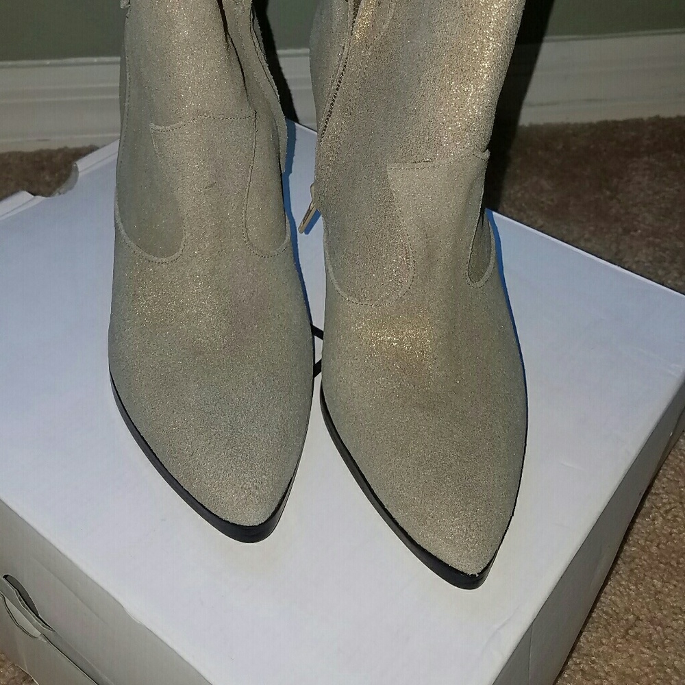 Aldo Aselidien cowboy boots in metallic gold.