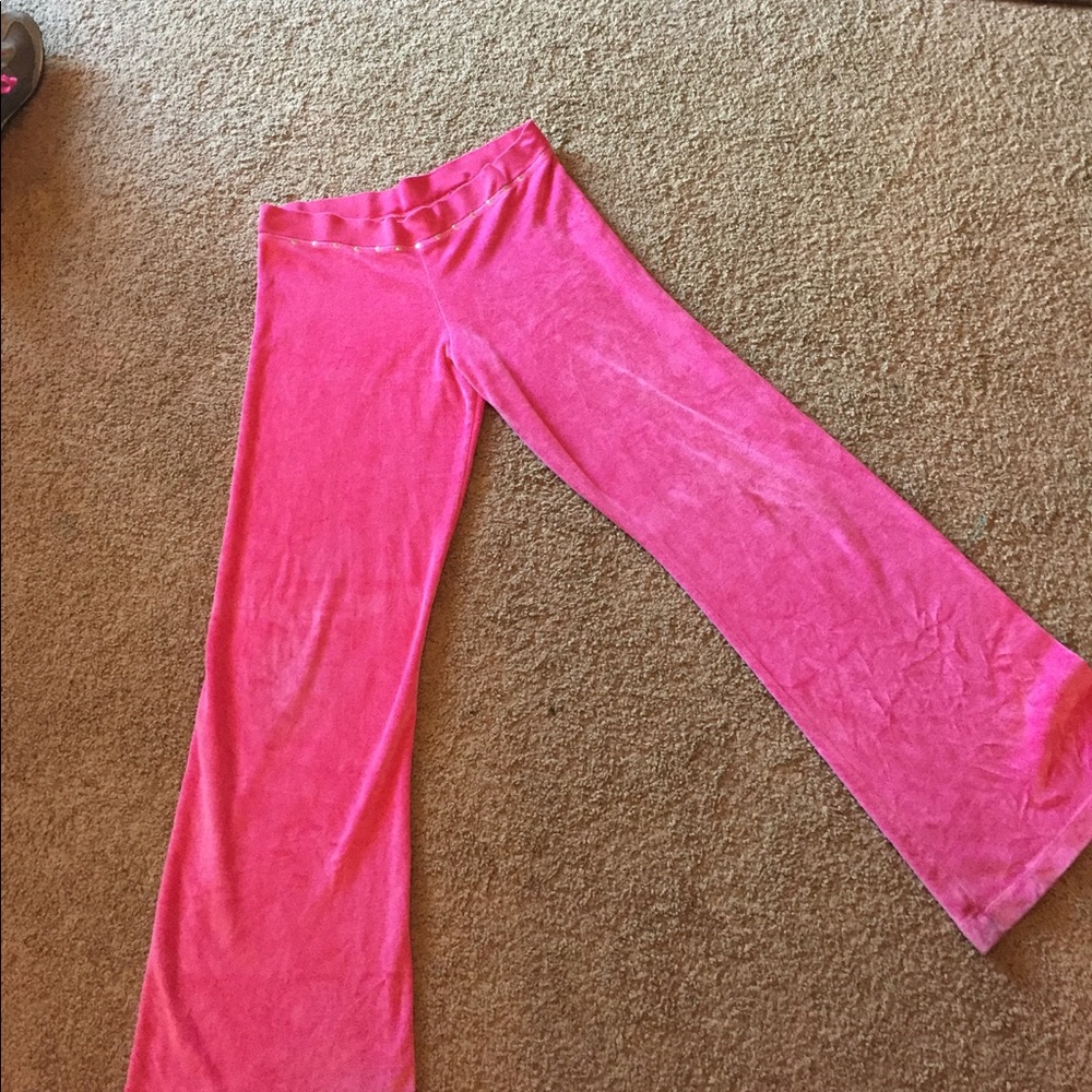 Victoria Secret hot pink velour yoga pants