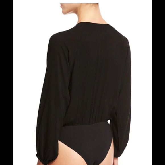 Lucca Couture Long Sleeve Lace-Up Bodysuit, Black - Picture 5 of 5