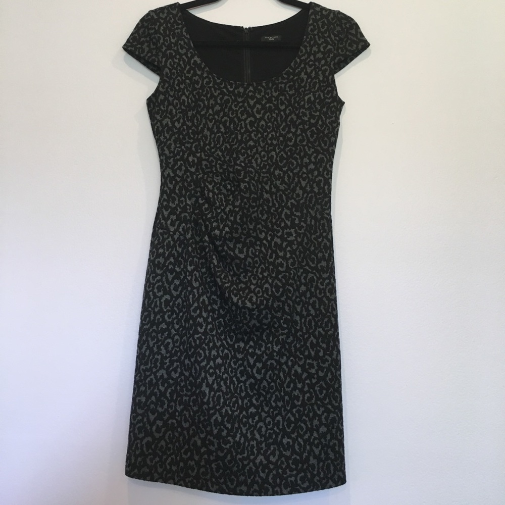 Ann Taylor Black & Gray Cheetah Print Dress