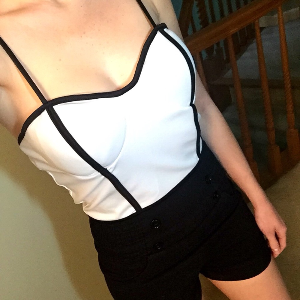 NEW black and white bustier crop top