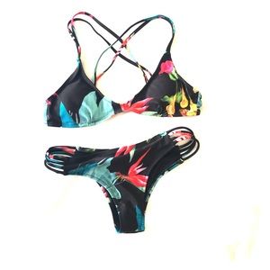 Brand new black floral brazilian cut bikini