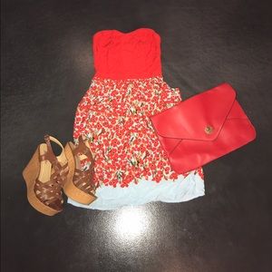 Red strapless summer Dress