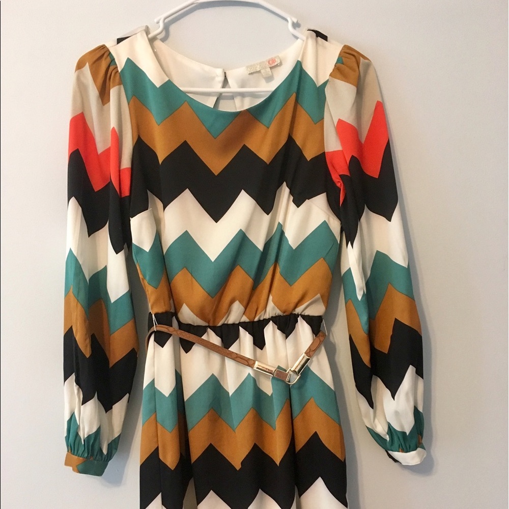 CCO- Long sleeve chevron dress