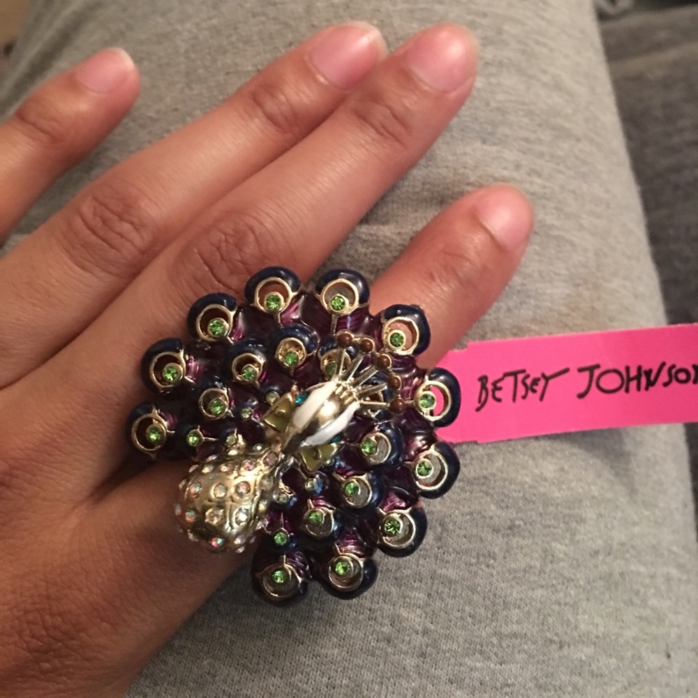 Betsey Johnson Peacock adjustable ring