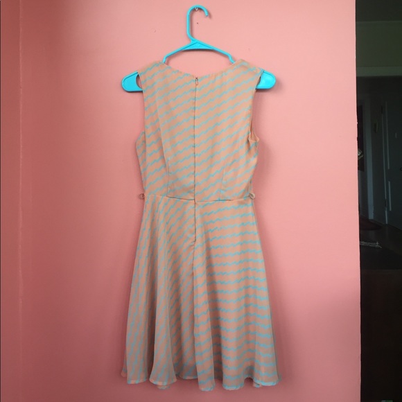 Designer peach and blue zigzag striped sundress - Picture 2 of 6