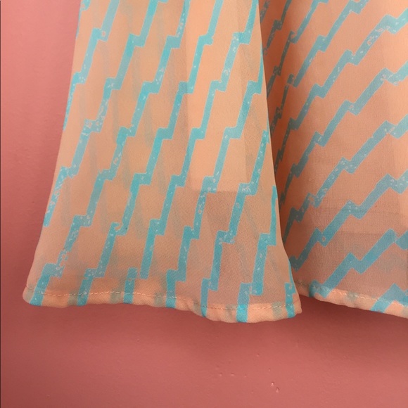 Designer peach and blue zigzag striped sundress - Picture 3 of 6