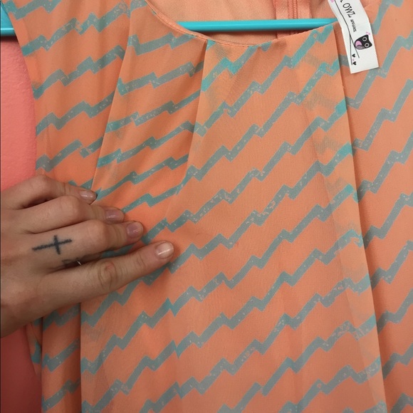 Designer peach and blue zigzag striped sundress - Picture 5 of 6