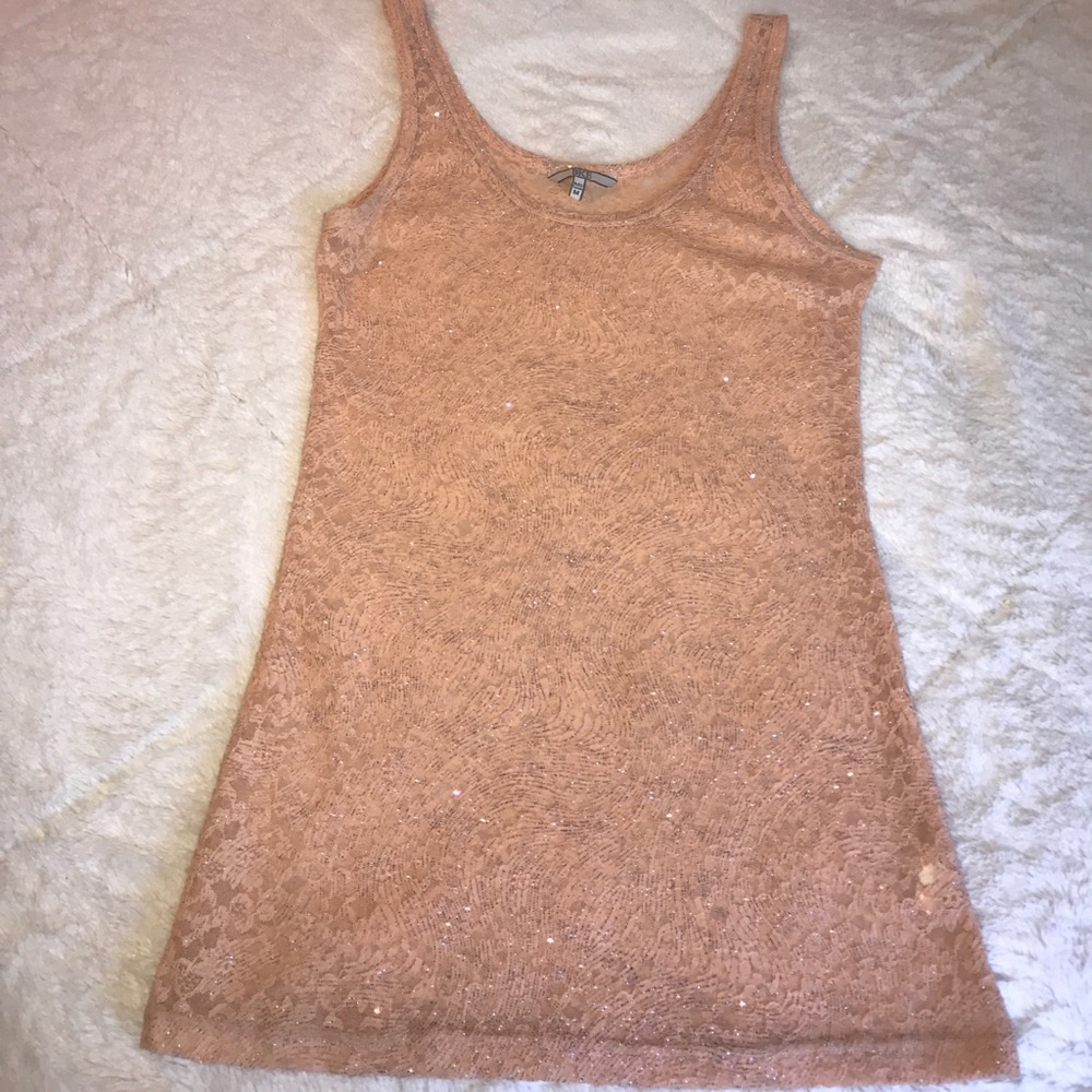 BKE Glitter Lace Tank sz M
