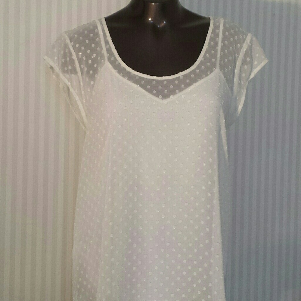 Hi lo sheer polka dot top with cami