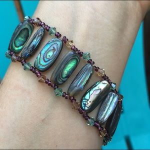 7" Abalone shell and Crystal bracelet