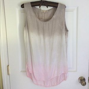 Muted tan/white/pink  ombré silk/viscose tank