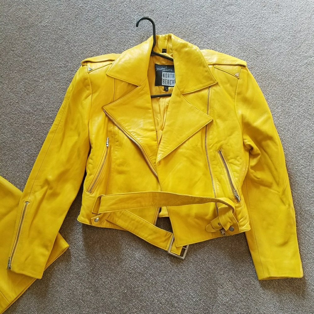 Mustard yellow real leather jacket