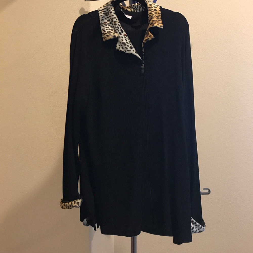 Black and Cheetah Jacket and Pant Set