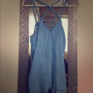 Strappy denim tank