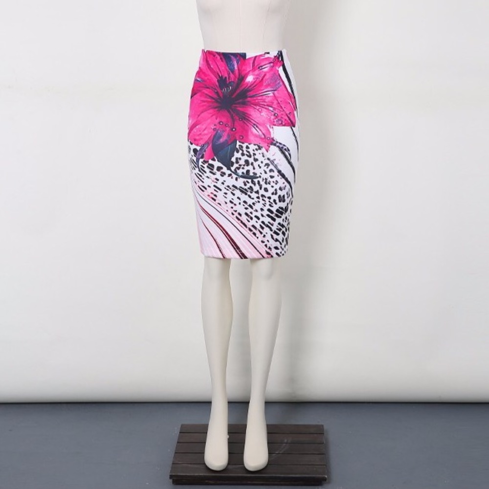 Pink Flower Graffiti Print Skirts Women 2017