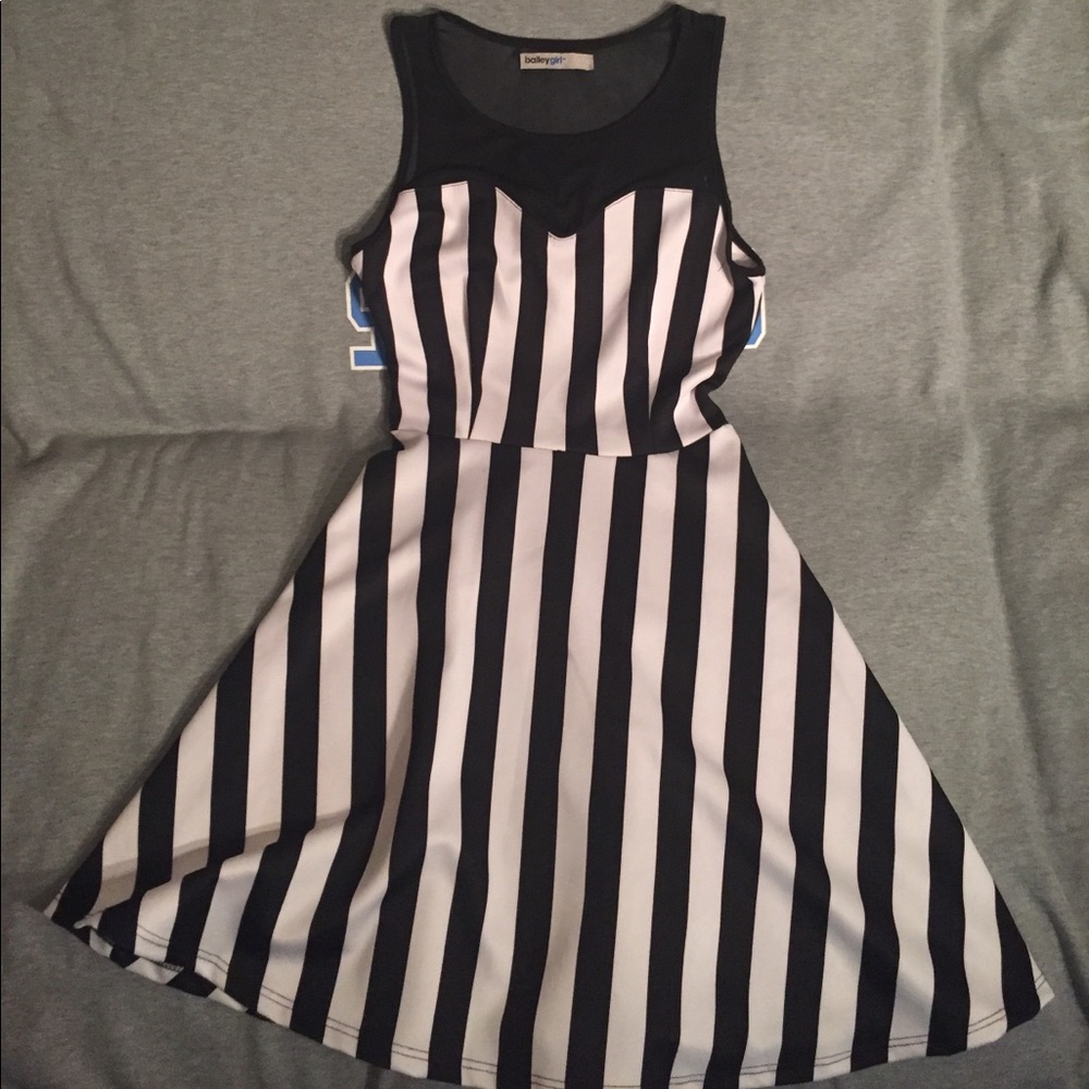 Stripes and Sheer Circle Skirt Dress