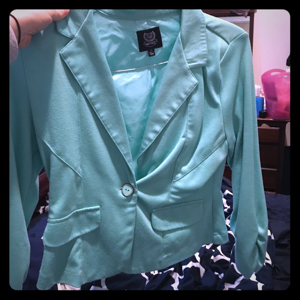 Mint green fitted blazer
