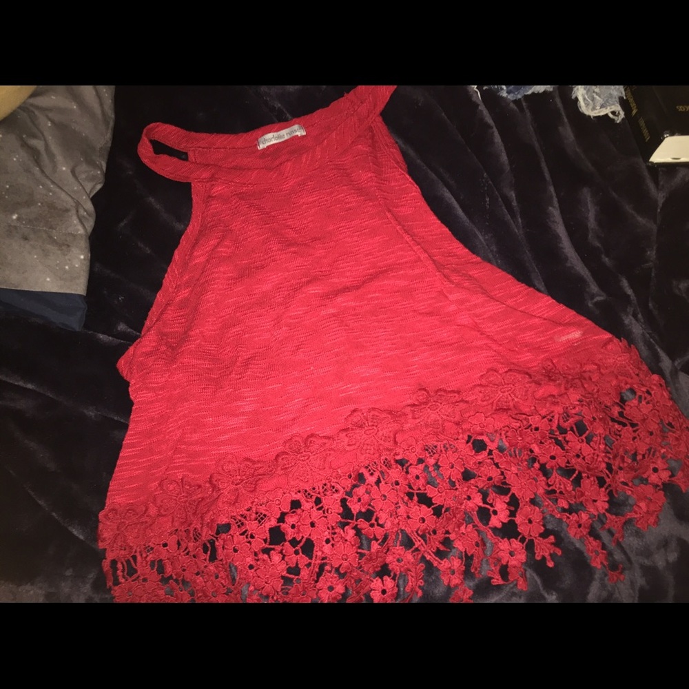 Red floral Crop-Top