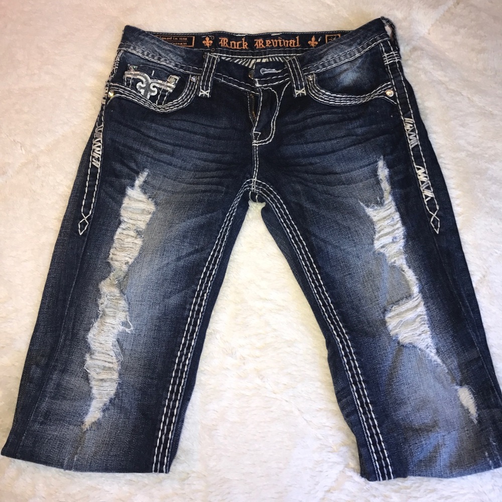 Rock Revival Felicia Cuff Straight Destroyed sz 28