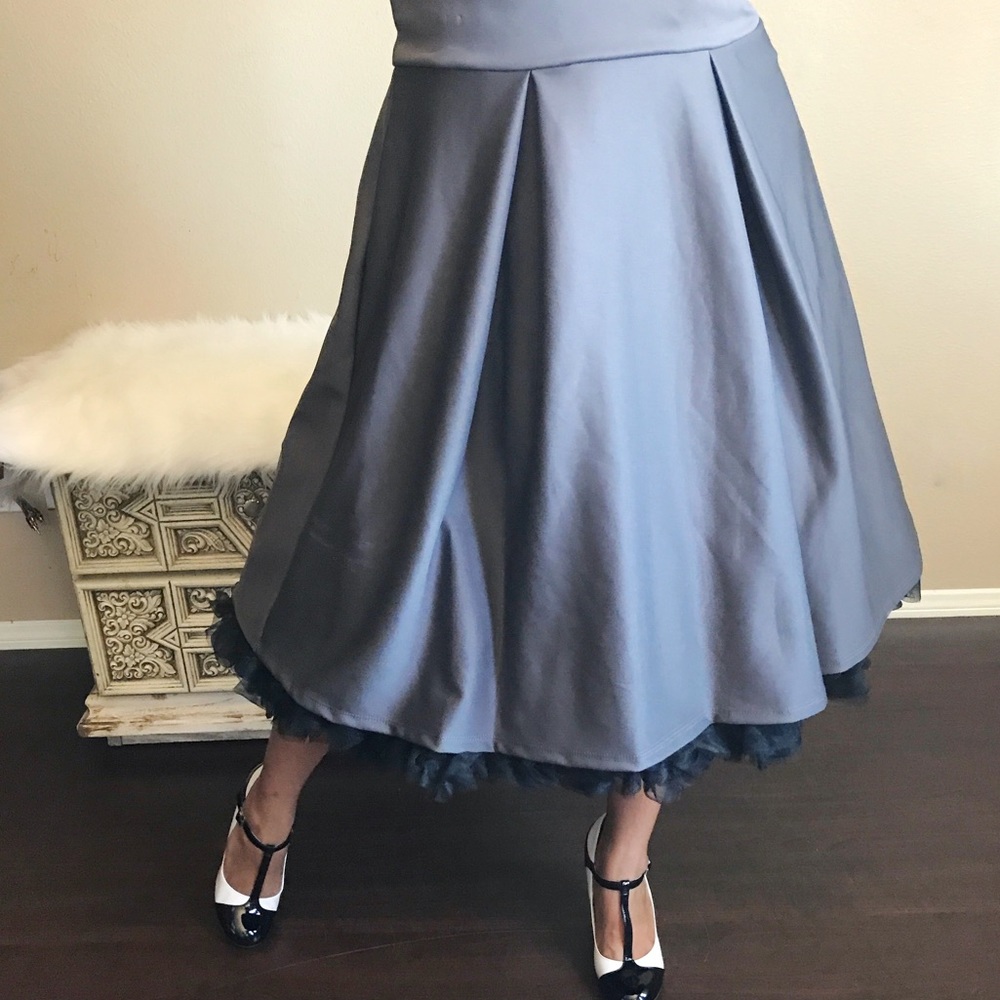HPPlus size A-line new gray skirt