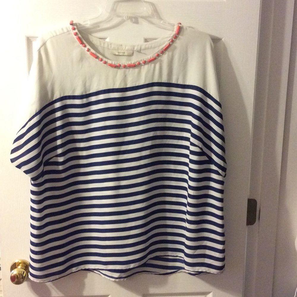 Navy and White stripped blouse