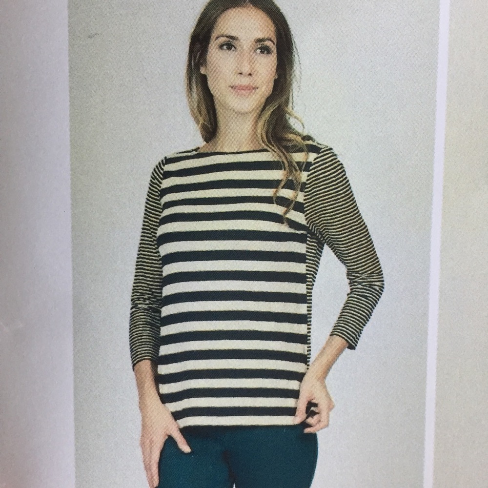 Summer & sage striped boat neck top