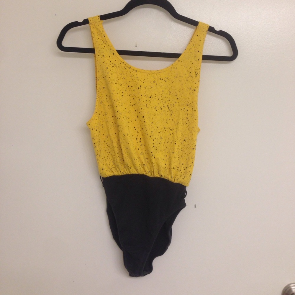 Black and yellow workout onesie