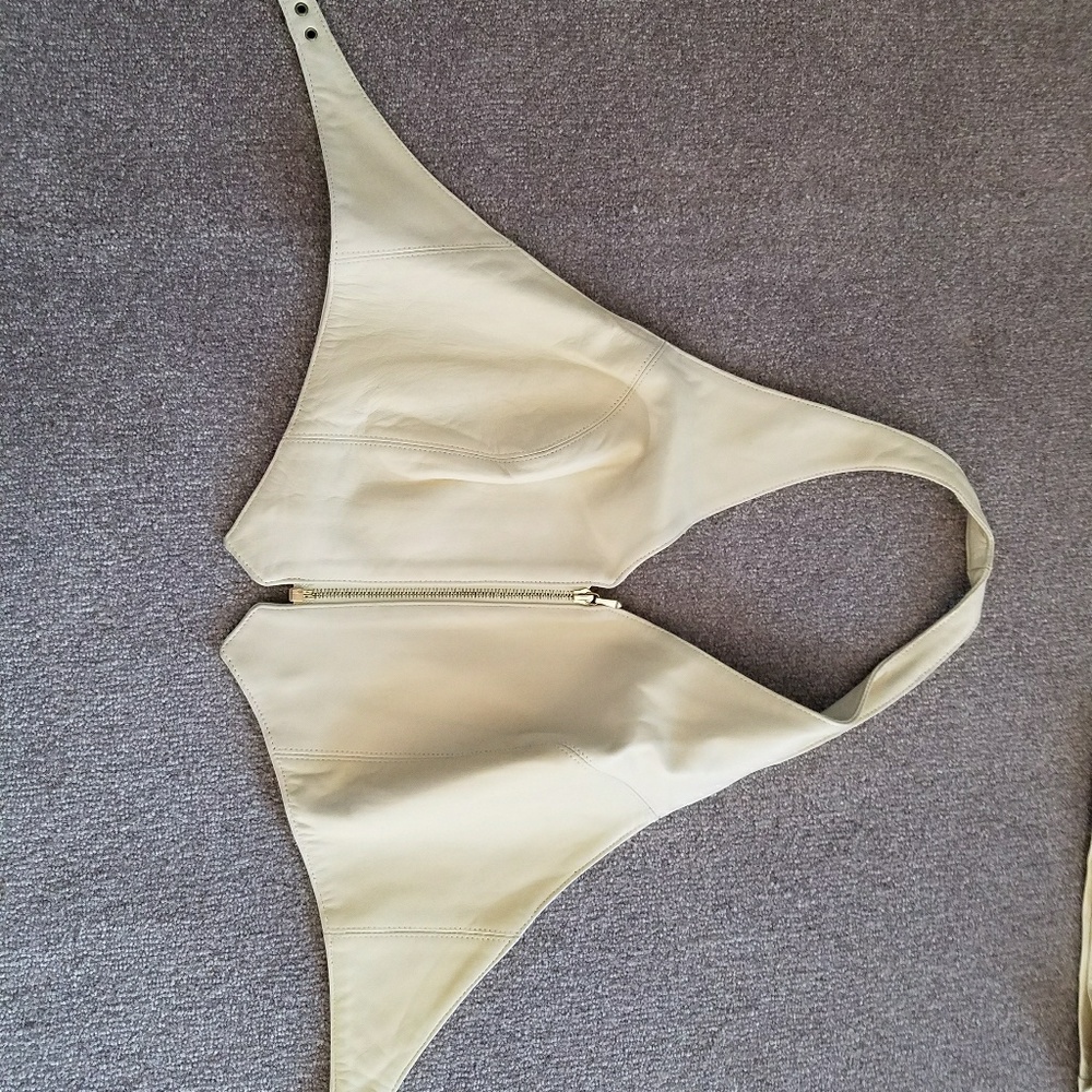 Cream real leather halter