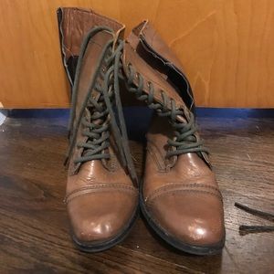 Brown combat boots