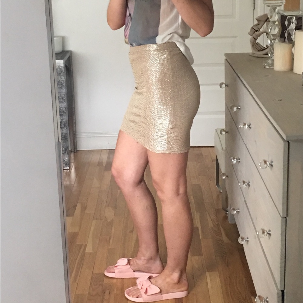 Gold mini skirt