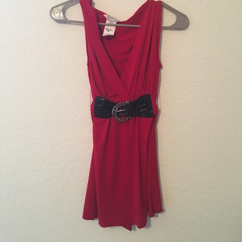 Red belted top